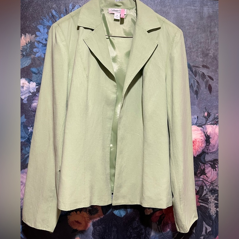 Coldwater Creek Soft Green Silk/Linen Blazer